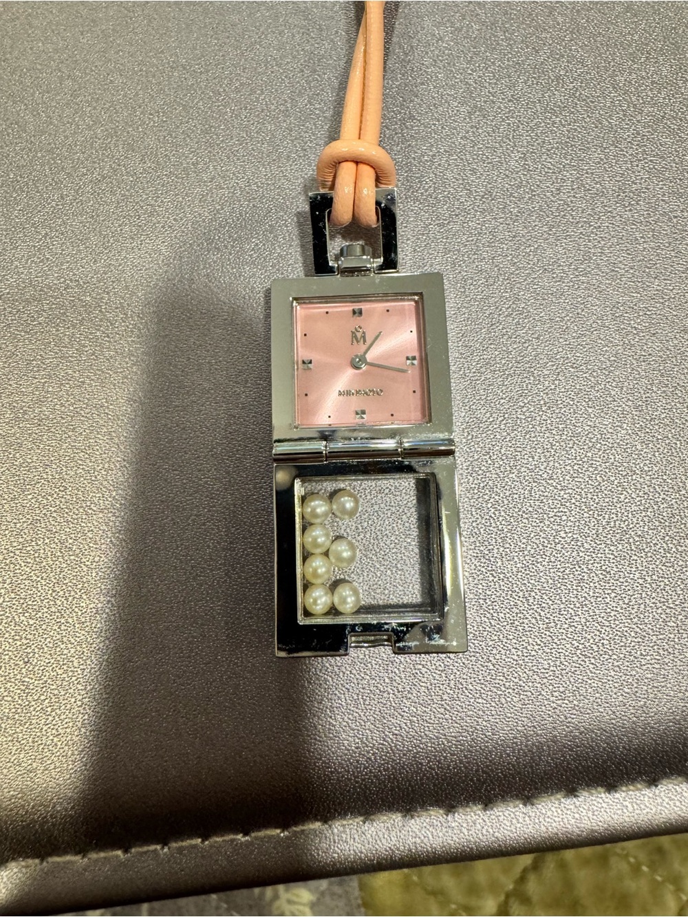 Mikimoto vintage Pink Pearl Pendant Watch Necklace -